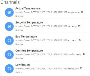 Channels der Comet Thermostate