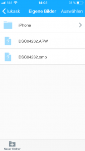 Ordner und Dateien in der WD My Cloud App