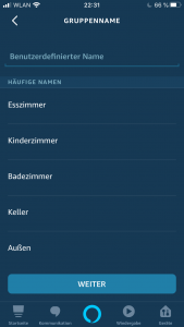 Alexa App Gruppe benennen