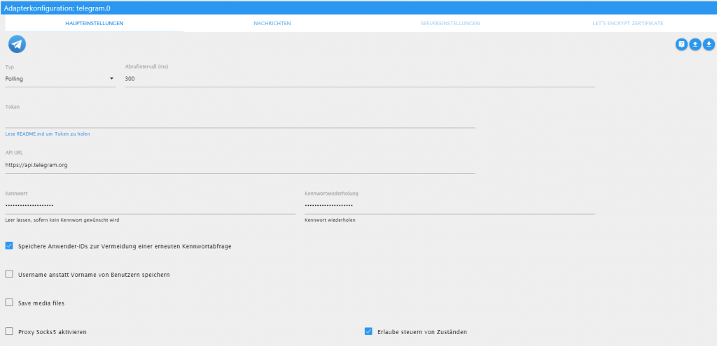 Telegram Konfiguration ioBroker