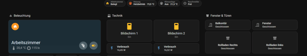 Cards und Badges in einem Home Assistant Dashboard