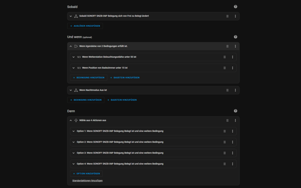 Meine Automation zur Beleuchtung des Badezimmers auf Basis eines Präsenzmelders