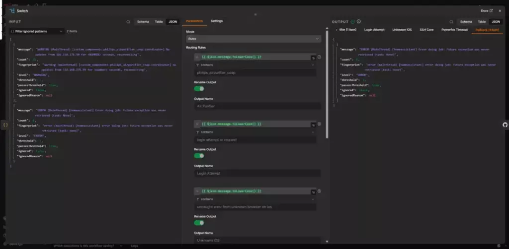 Screenshot eines Code-Editors, der JSON- und API-Daten zeigt, mit einem Fokus auf die Einstellungen und Eigenschaften von Benutzerkonten, darunter Parameter wie "username", "password" und "errorMessage", die zusammen mit ihrer entsprechenden Syntax und Struktur dargestellt sind.