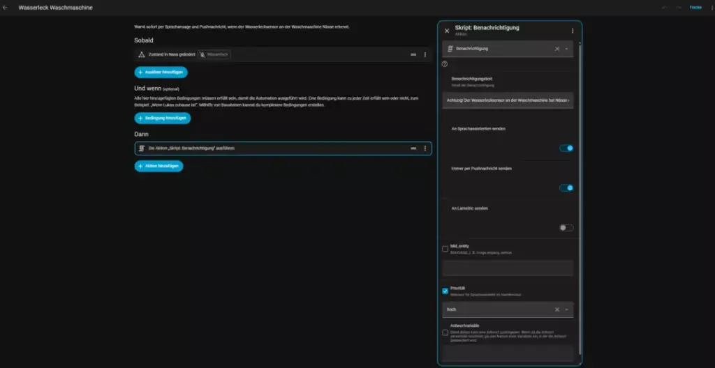 Screenshot einer Benutzeroberfläche einer Software mit einer dunklen Farbpalette, die Optionen zur Anpassung von Einstellungen anzeigt, darunter eine Übersicht über Benachrichtigungen, Auswahlfelder zum Aktivieren oder Deaktivieren von Funktionen und ein Abschnitt zur Bearbeitung von Dateneinstellungen, um die Benutzerinteraktion und Anpassung zu verbessern.